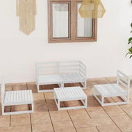 Detailed information about the product 5 Piece Garden Lounge Set White Solid Pinewood