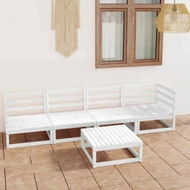 Detailed information about the product 5 Piece Garden Lounge Set White Solid Pinewood