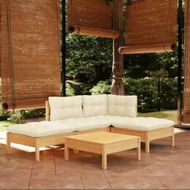 Detailed information about the product 5 Piece Garden Lounge Set with Cream Cushions Pinewood