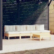 Detailed information about the product 5 Piece Garden Lounge Set with Cream Cushions Pinewood