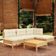 Detailed information about the product 5 Piece Garden Lounge Set with Cream Cushions Pinewood