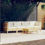 Detailed information about the product 5 Piece Garden Lounge Set with Cream Cushions Solid Pinewood