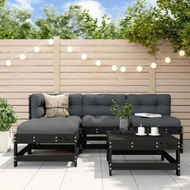 Detailed information about the product 5 Piece Garden Lounge Set with Cushions Black Solid Wood