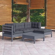 Detailed information about the product 5 Piece Garden Lounge Set with Cushions Grey Pinewood