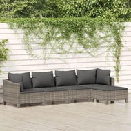 Detailed information about the product 5 Piece Garden Lounge Set with Cushions Grey Poly Rattan