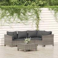 Detailed information about the product 5 Piece Garden Lounge Set with Cushions Grey Poly Rattan