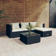 Detailed information about the product 5 Piece Garden Lounge Set with Cushions Poly Rattan Black