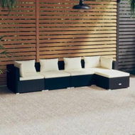 Detailed information about the product 5 Piece Garden Lounge Set with Cushions Poly Rattan Black