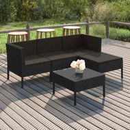 Detailed information about the product 5 Piece Garden Lounge Set with Cushions Poly Rattan Black