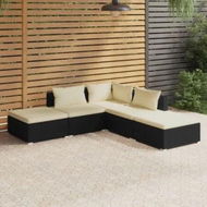 Detailed information about the product 5 Piece Garden Lounge Set with Cushions Poly Rattan Black