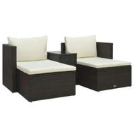 Detailed information about the product 5 Piece Garden Lounge Set with Cushions Poly Rattan Brown