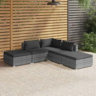 Detailed information about the product 5 Piece Garden Lounge Set with Cushions Poly Rattan Grey