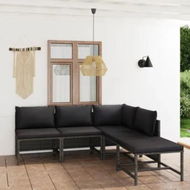 Detailed information about the product 5 Piece Garden Lounge Set with Cushions Poly Rattan Grey