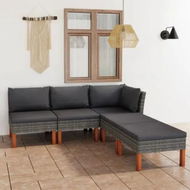 Detailed information about the product 5 Piece Garden Lounge Set with Cushions Poly Rattan Grey