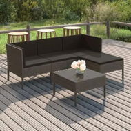 Detailed information about the product 5 Piece Garden Lounge Set with Cushions Poly Rattan Grey