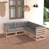 Detailed information about the product 5 Piece Garden Lounge Set with Cushions Solid Pinewood