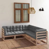 Detailed information about the product 5 Piece Garden Lounge Set with Cushions Solid Pinewood