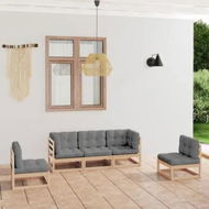 Detailed information about the product 5 Piece Garden Lounge Set with Cushions Solid Pinewood