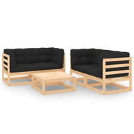 Detailed information about the product 5 Piece Garden Lounge Set with Cushions Solid Pinewood