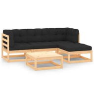 Detailed information about the product 5 Piece Garden Lounge Set with Cushions Solid Pinewood