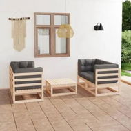 Detailed information about the product 5 Piece Garden Lounge Set with Cushions Solid Pinewood