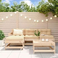 Detailed information about the product 5 Piece Garden Lounge Set with Cushions Solid Wood