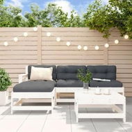 Detailed information about the product 5 Piece Garden Lounge Set with Cushions White Solid Wood