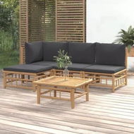 Detailed information about the product 5 Piece Garden Lounge Set with Dark Grey Cushions Bamboo