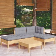 Detailed information about the product 5 Piece Garden Lounge Set with Grey Cushions Pinewood