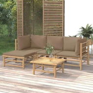 Detailed information about the product 5 Piece Garden Lounge Set with Taupe Cushions Bamboo