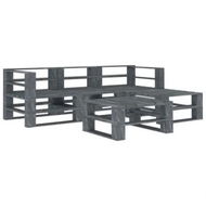 Detailed information about the product 5 Piece Garden Pallet Lounge Set Wood Grey