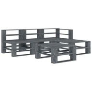 Detailed information about the product 5 Piece Garden Pallet Lounge Set Wood Grey