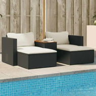 Detailed information about the product 5 Piece Garden Sofa Set with Cushions Black Poly Rattan Acacia