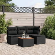 Detailed information about the product 5 Piece Garden Sofa Set with Cushions Black Poly Rattan