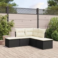 Detailed information about the product 5 Piece Garden Sofa Set with Cushions Black Poly Rattan