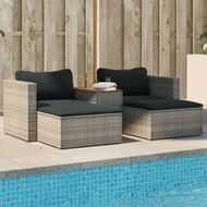 Detailed information about the product 5 Piece Garden Sofa Set with Cushions Grey Poly Rattan Acacia