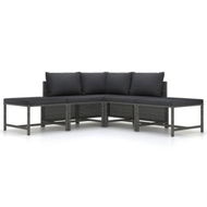 Detailed information about the product 5 Piece Garden Sofa Set With Cushions Grey Poly Rattan