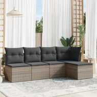 Detailed information about the product 5 Piece Garden Sofa Set with Cushions Grey Poly Rattan