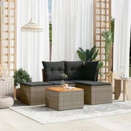 Detailed information about the product 5 Piece Garden Sofa Set with Cushions Grey Poly Rattan