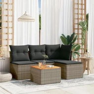 Detailed information about the product 5 Piece Garden Sofa Set with Cushions Grey Poly Rattan