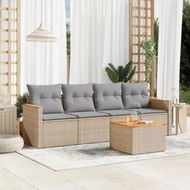 Detailed information about the product 5 Piece Garden Sofa Set with Cushions Mix Beige Poly Rattan