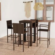 Detailed information about the product 5 Piece Outdoor Bar Set with Armrest Poly Rattan Brown