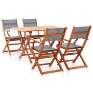 Detailed information about the product 5 Piece Outdoor Dining Set Grey Solid Eucalyptus Wood