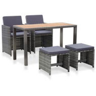 Detailed information about the product 5 Piece Outdoor Dining Set Poly Rattan And Acacia Wood Anthracite