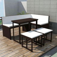 Detailed information about the product 5 Piece Outdoor Dining Set Steel Poly Rattan Brown