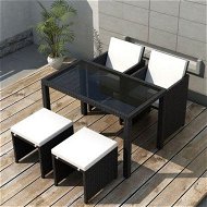 Detailed information about the product 5 Piece Outdoor Dining Set With Cushions Poly Rattan Black