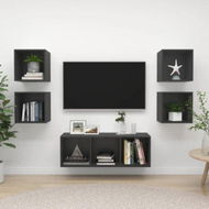 Detailed information about the product 5 Piece TV Cabinet Set Grey Chipboard