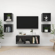 Detailed information about the product 5 Piece TV Cabinet Set High Gloss Grey Chipboard