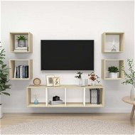 Detailed information about the product 5 Piece TV Cabinet Set White And Sonoma Oak Chipboard