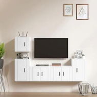 Detailed information about the product 5 Piece TV Cabinet Set White Engineered Wood